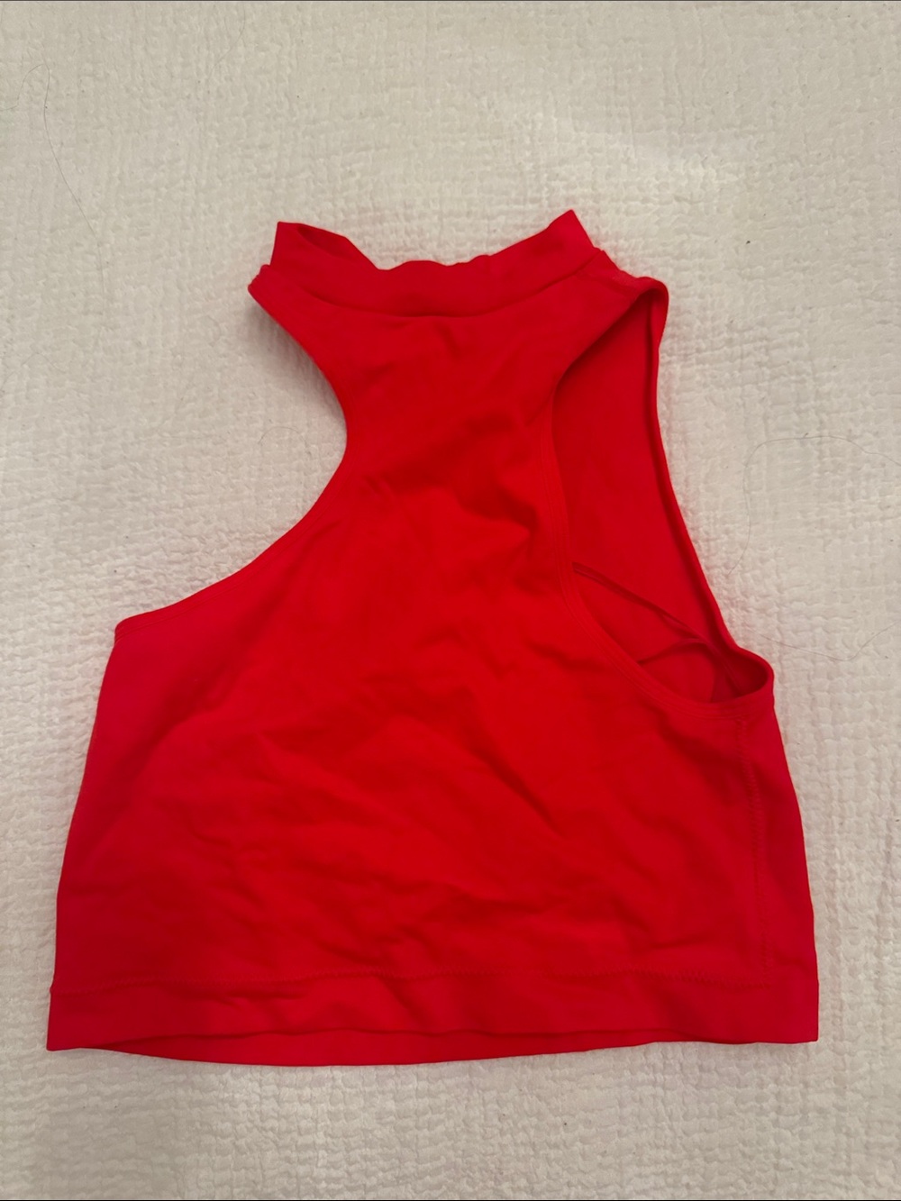Women’s Red High Neck Crop Tank Top Assymetrical neck